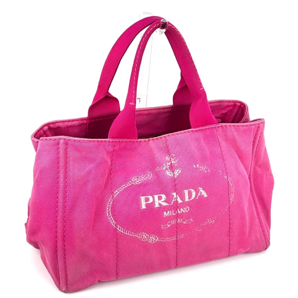 Authentic Pink Prada Canapa Tote Trapezoid
